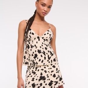 Abercrombie & Fitch Black and Cream Animal Print Top